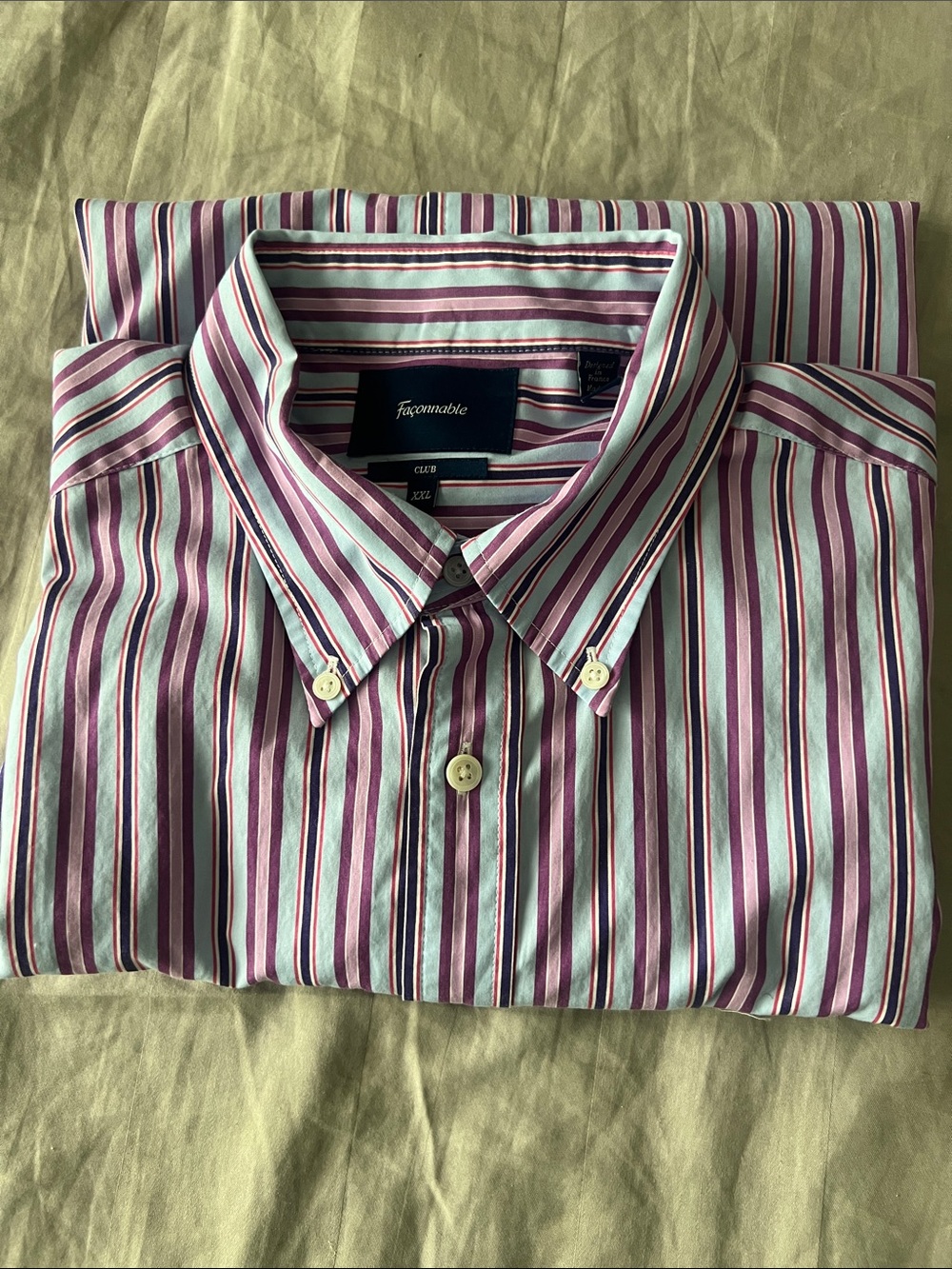 Faconnable Men's Striped Button-Down Shirt - Purple, White & Blue
